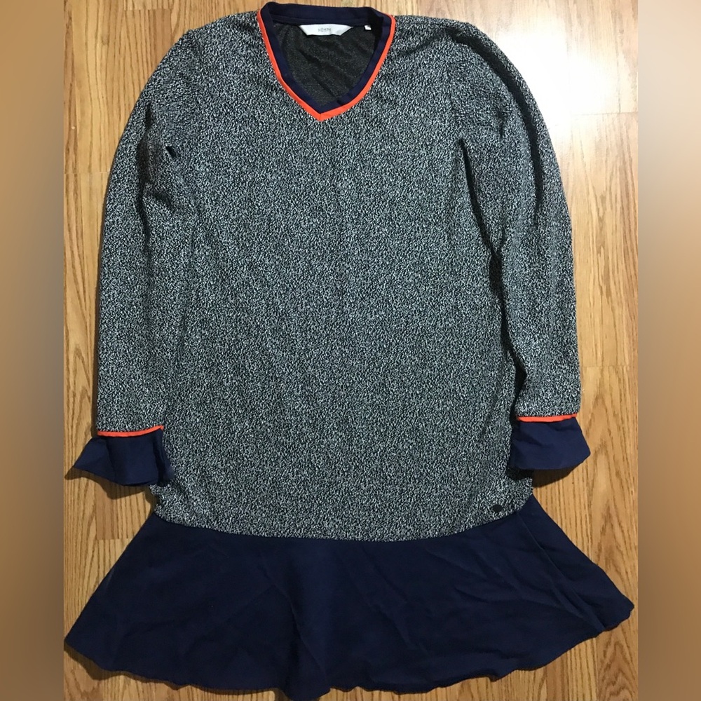 NU’MPH Women’s M Heavy Stretch Knit Sweater Dress Gray / Blue Orange Accents